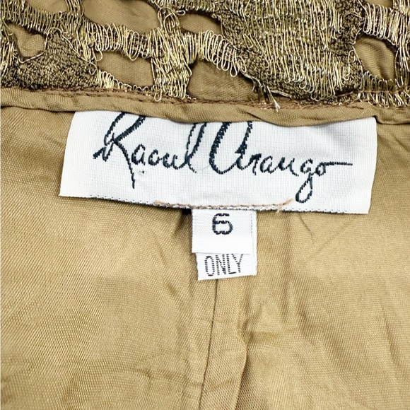 Raoul Arango Metallic Gold Lace Cutout Statement Pants Womens Small Avant Garde - Picture 6 of 11